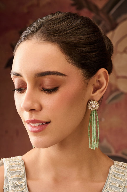 Mother Of Pearl & Green Fluorite Earrings 