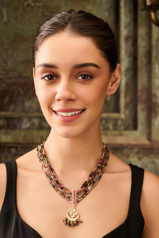 Kundan Multi Color Pendant Necklace 