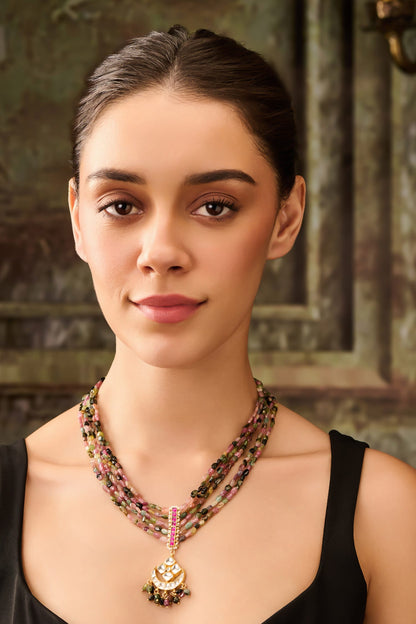 Kundan Multi Color Pendant Necklace 