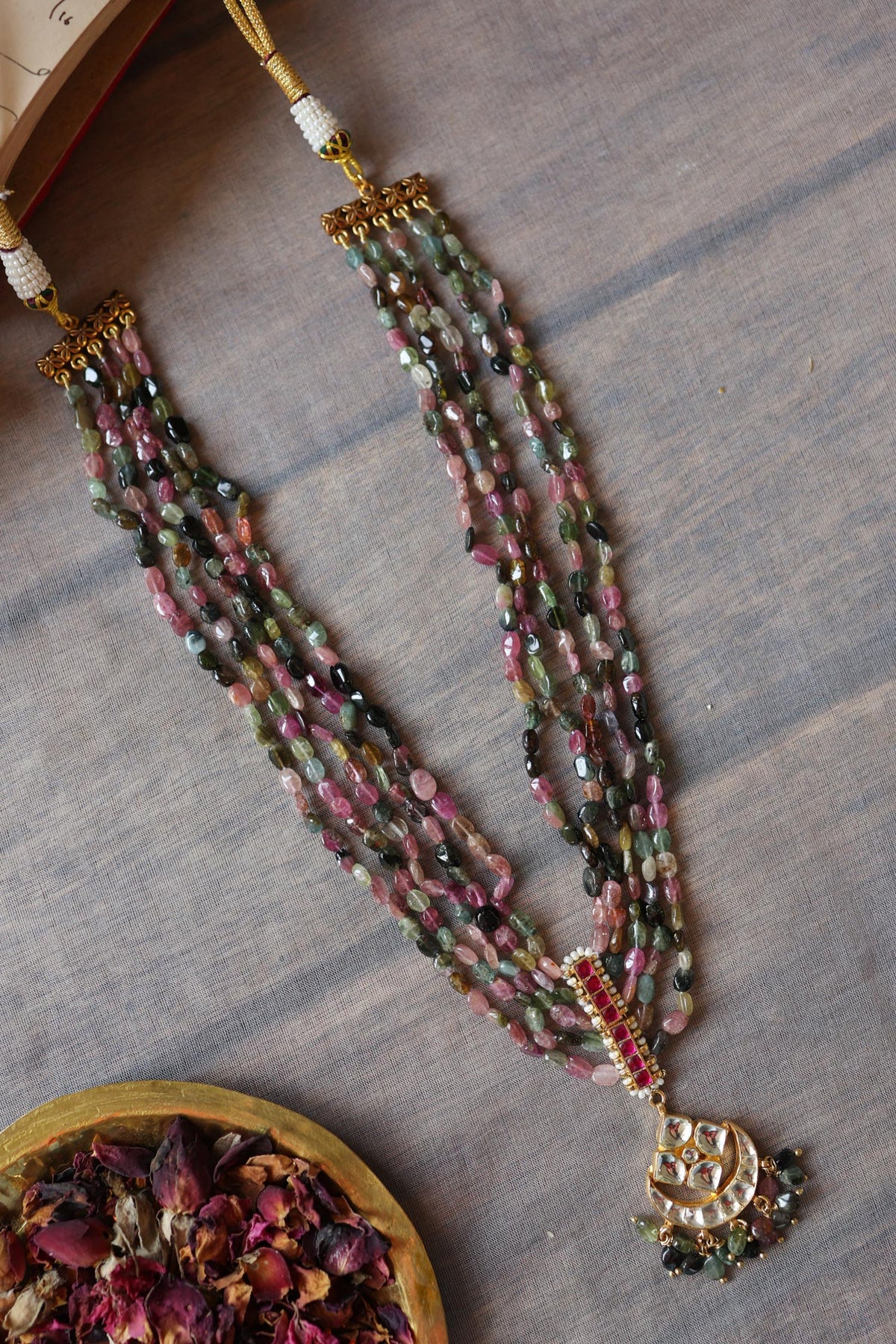 Kundan Multi Color Pendant Necklace 