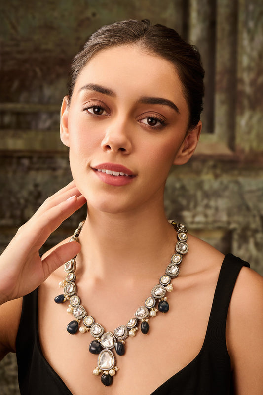 Victorian Polki Embellished Pendant Necklace 