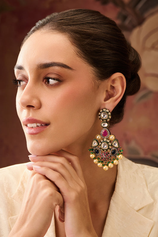 Victorian Pearl & Stone Danglers 