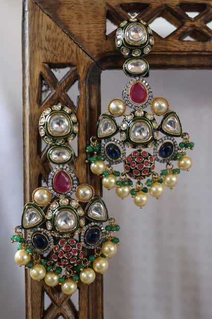 Victorian Pearl & Stone Danglers 