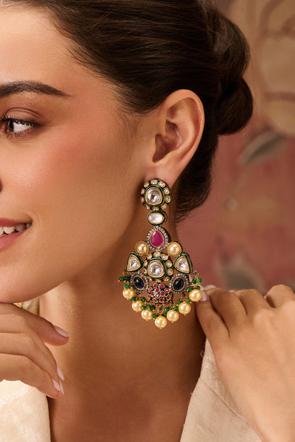 Victorian Pearl & Stone Danglers 