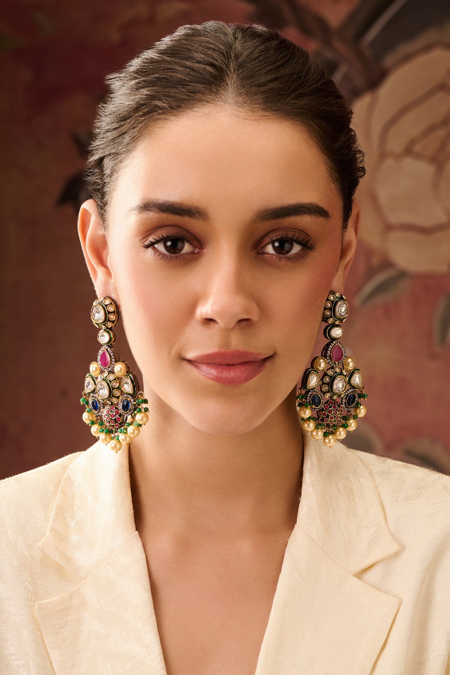 Victorian Pearl & Stone Danglers 