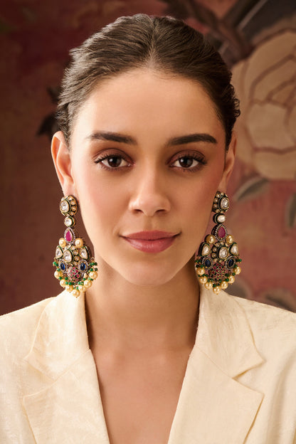 Victorian Pearl & Stone Danglers 