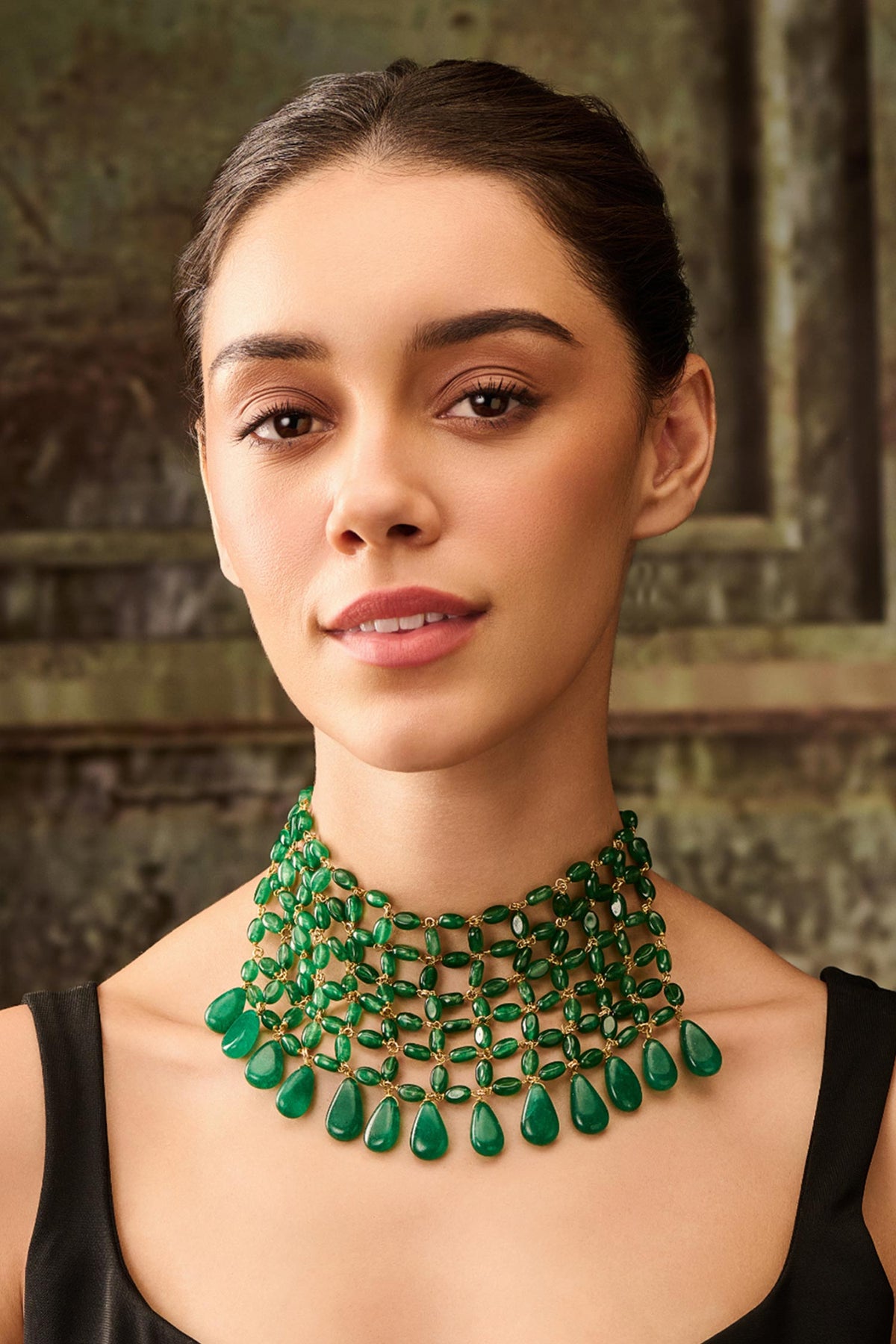 Jade Stone Embellished Choker Necklace 