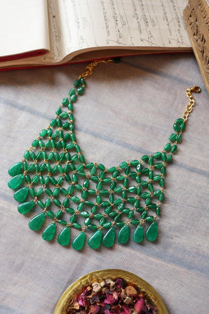 Jade Stone Embellished Choker Necklace 