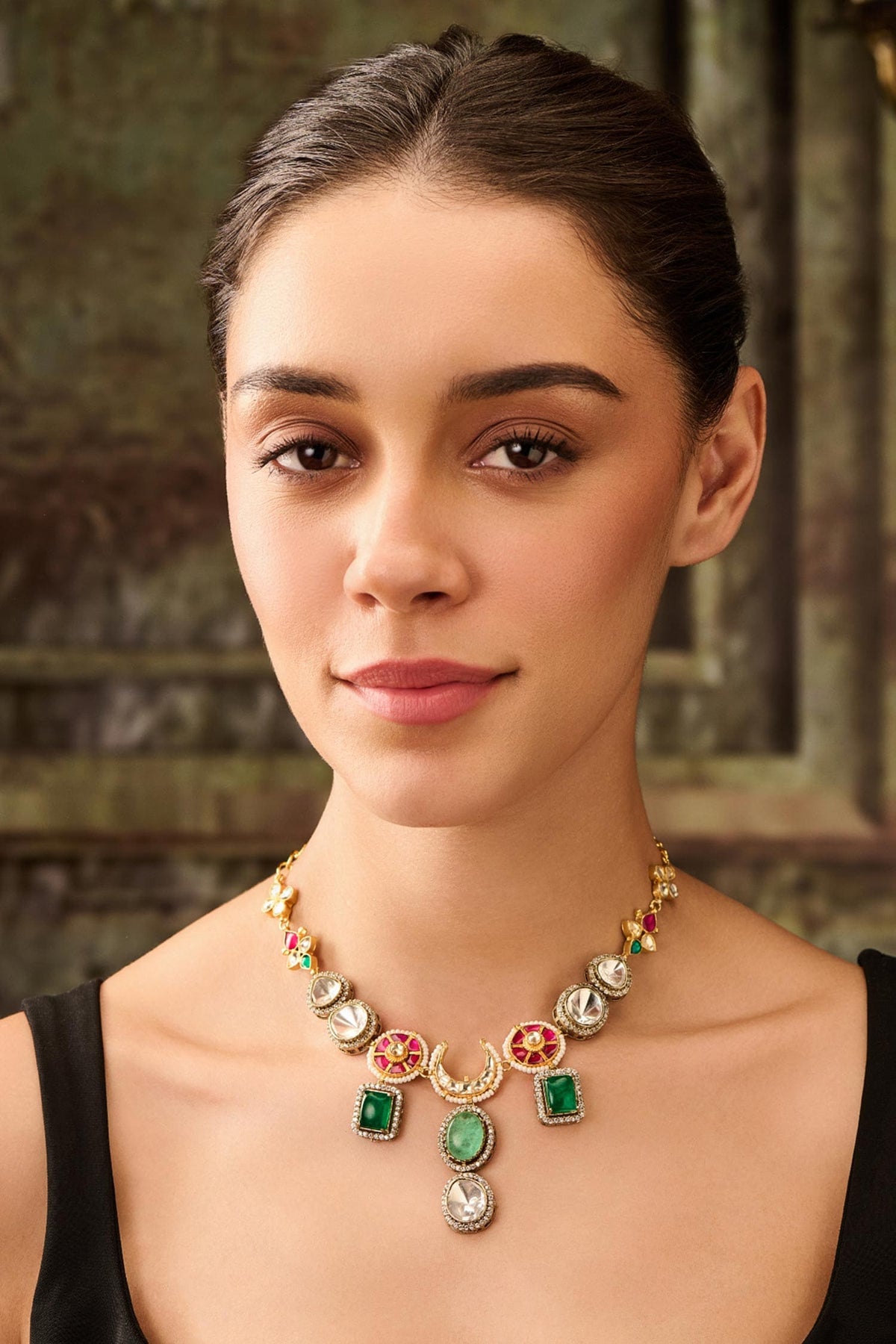 Mint Doublet Stone Kundan Necklace 