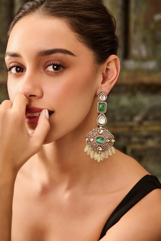 Victorian Polki Natural Stone Earrings 