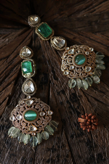 Victorian Polki Natural Stone Earrings 