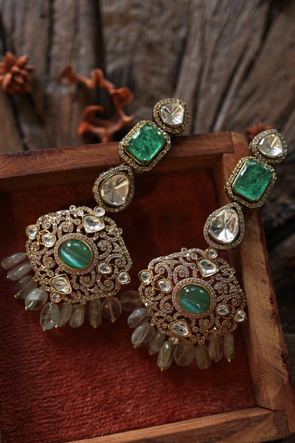 Victorian Polki Natural Stone Earrings 