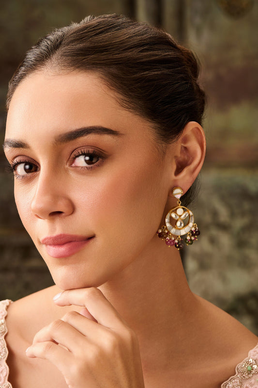 Kundan & Mother Of Pearl Designer Earrings 