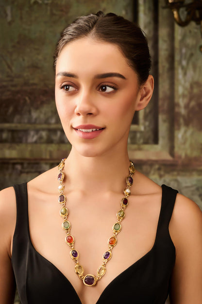 Multicolor Stone Embellished Necklace 