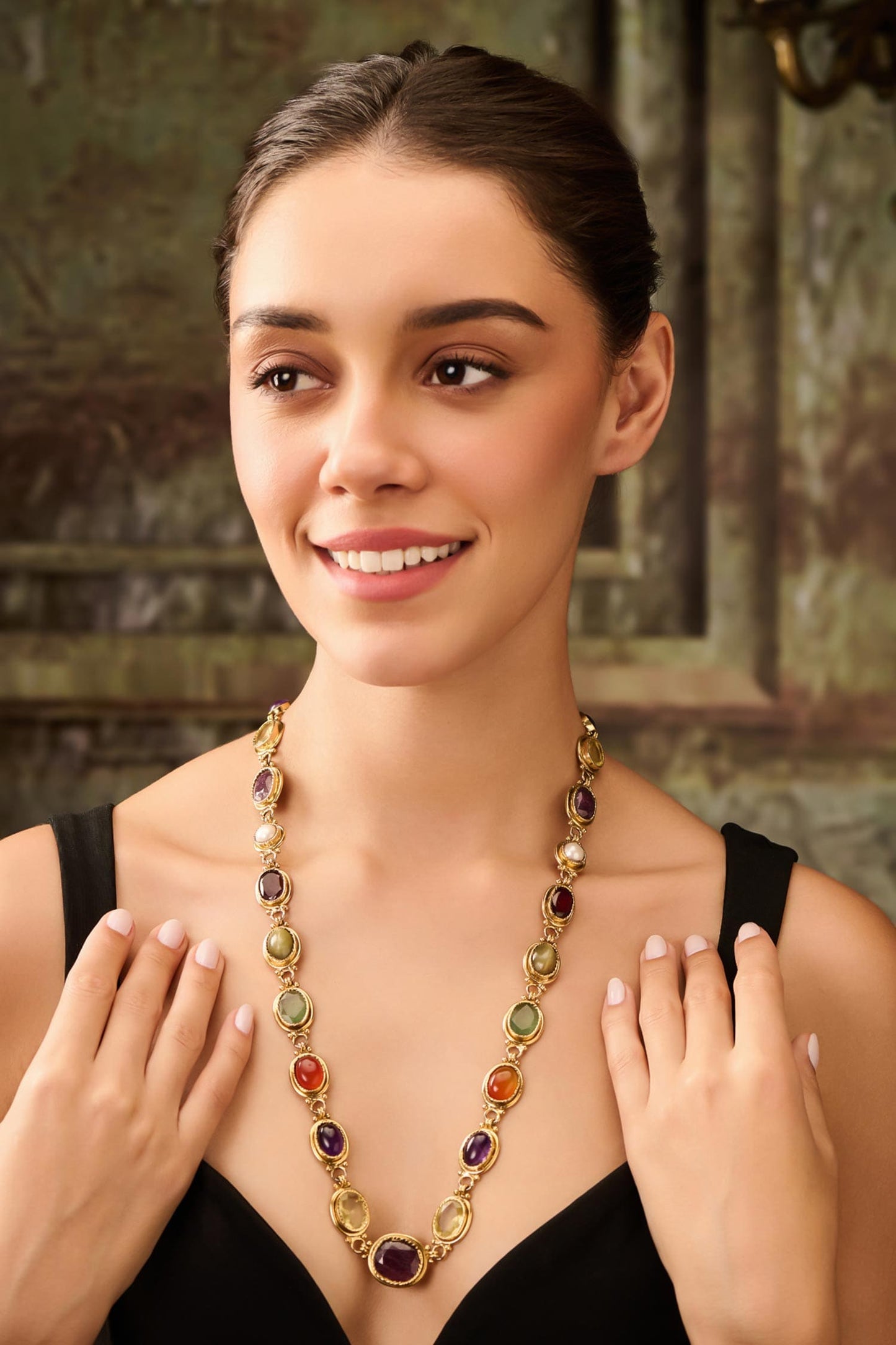 Multicolor Stone Embellished Necklace 
