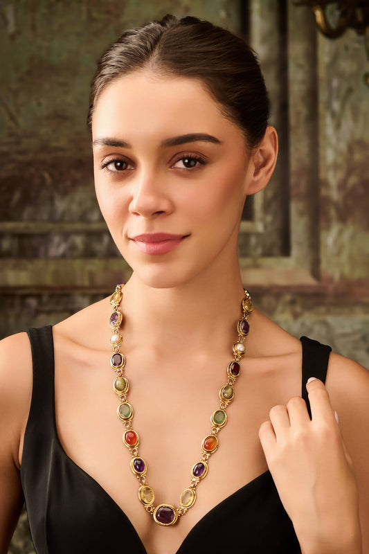 Multicolor Stone Embellished Necklace 