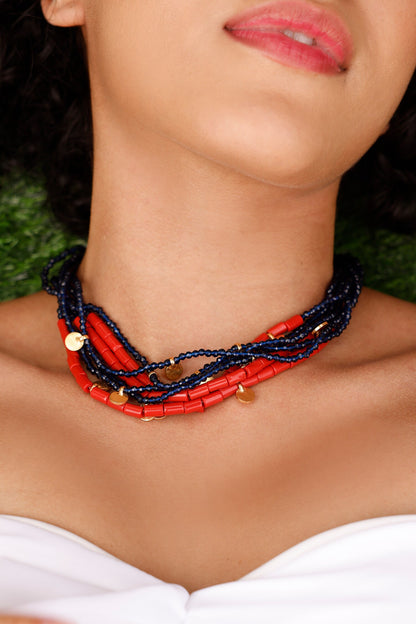 Bead Embellished Contemporary Necklace 