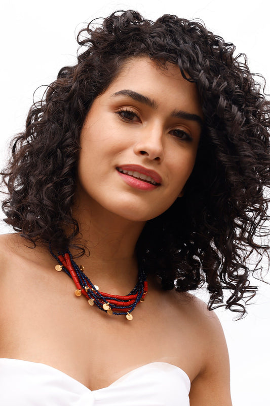 Bead Embellished Contemporary Necklace 