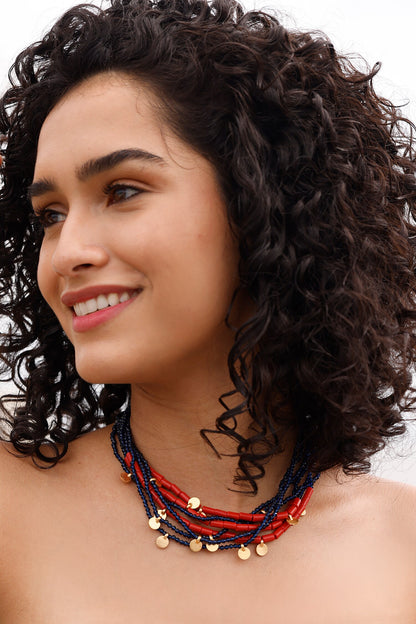 Bead Embellished Contemporary Necklace 