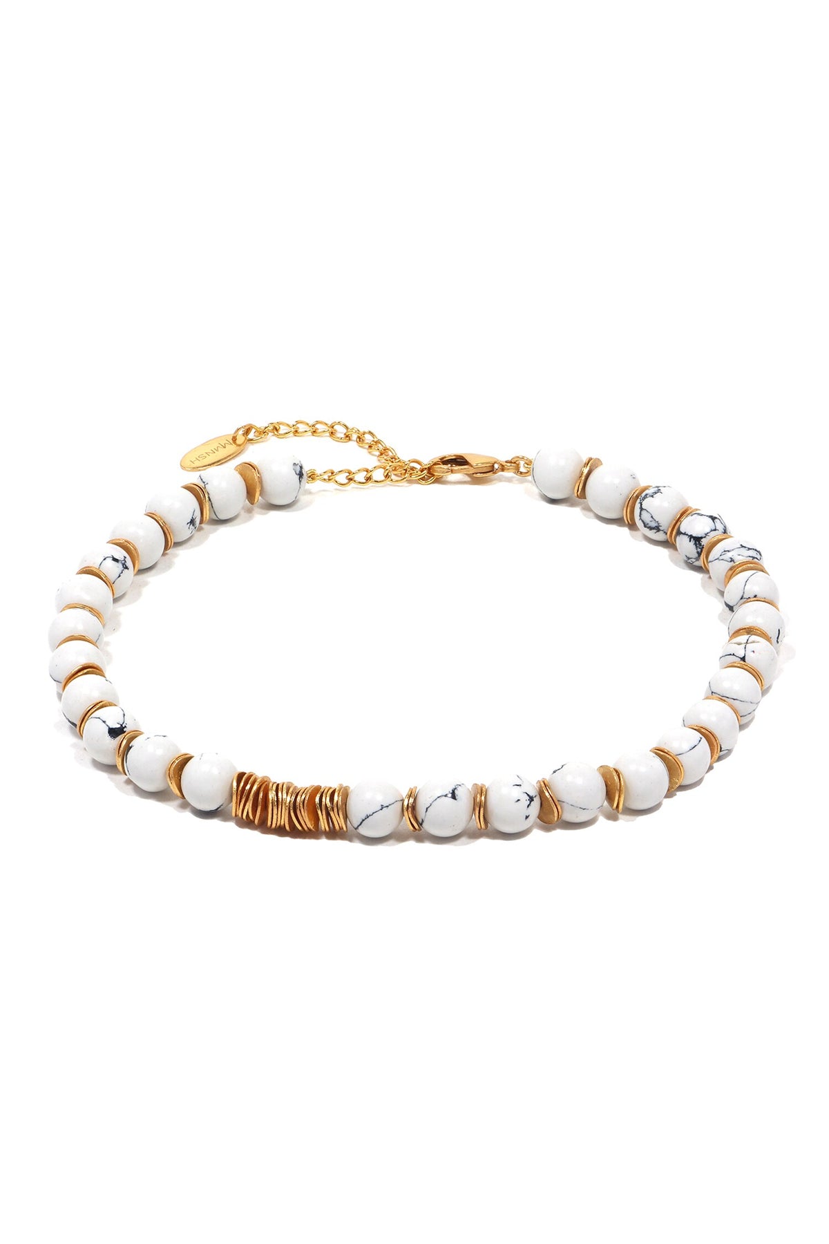 Howlite Bead Gold Toned Necklace 