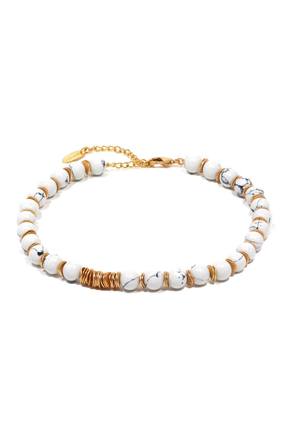 Howlite Bead Gold Toned Necklace 