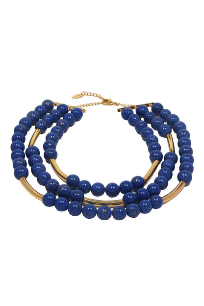 Blue Bead Layered Necklace 