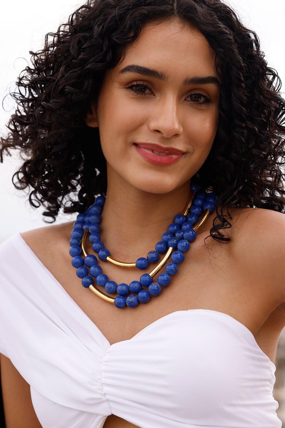 Blue Bead Layered Necklace 