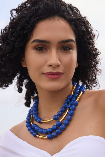 Blue Bead Layered Necklace 