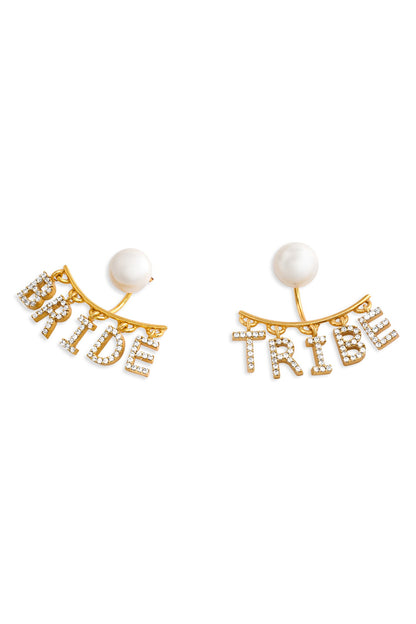 Gold Rhinestone Bride Tribe Earrings 