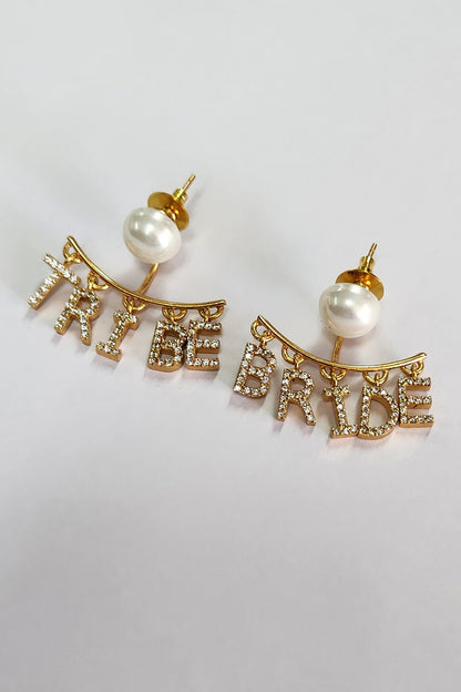 Gold Rhinestone Bride Tribe Earrings 