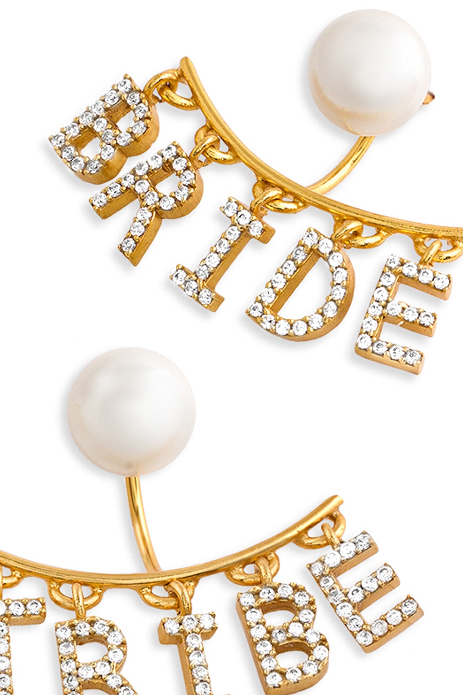 Gold Rhinestone Bride Tribe Earrings 