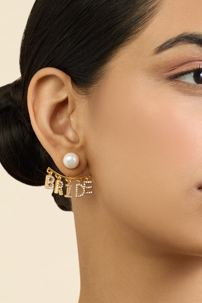 Gold Rhinestone Bride Tribe Earrings 