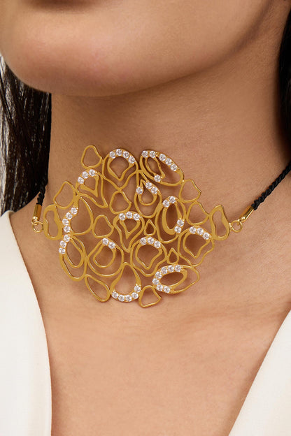 Cubic Zirconia Cutwork Pendant Necklace 
