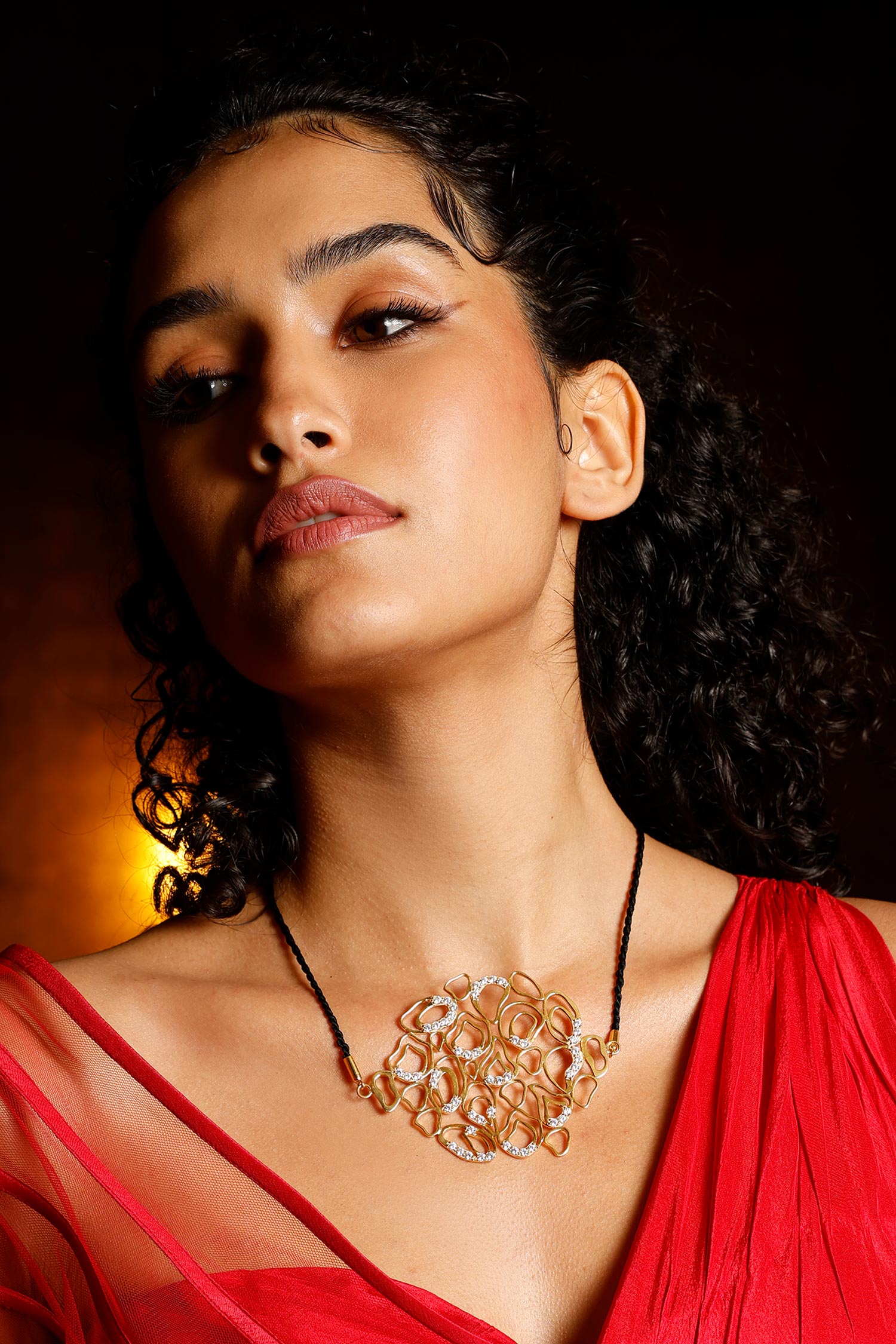 Cubic Zirconia Cutwork Pendant Necklace 