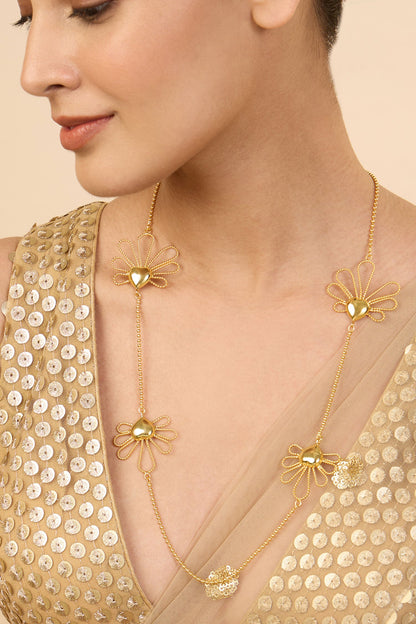 Gulabo Petal Long Chain Necklace 