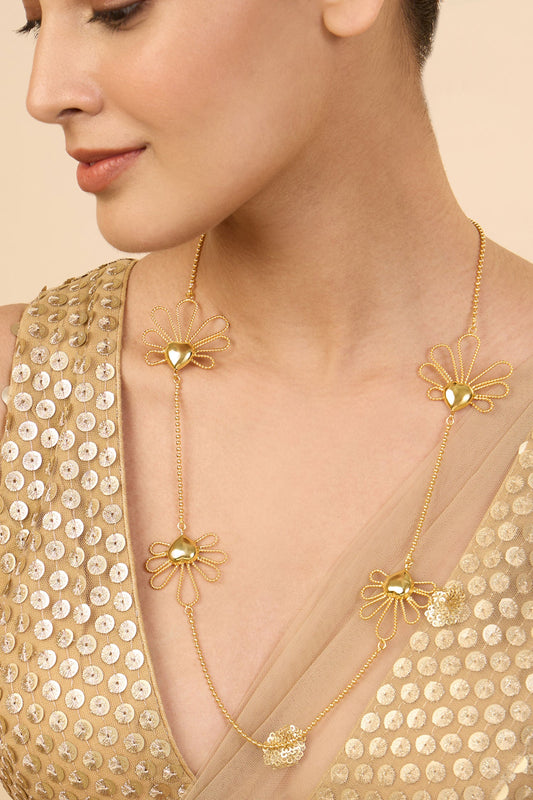 Gulabo Petal Long Chain Necklace 