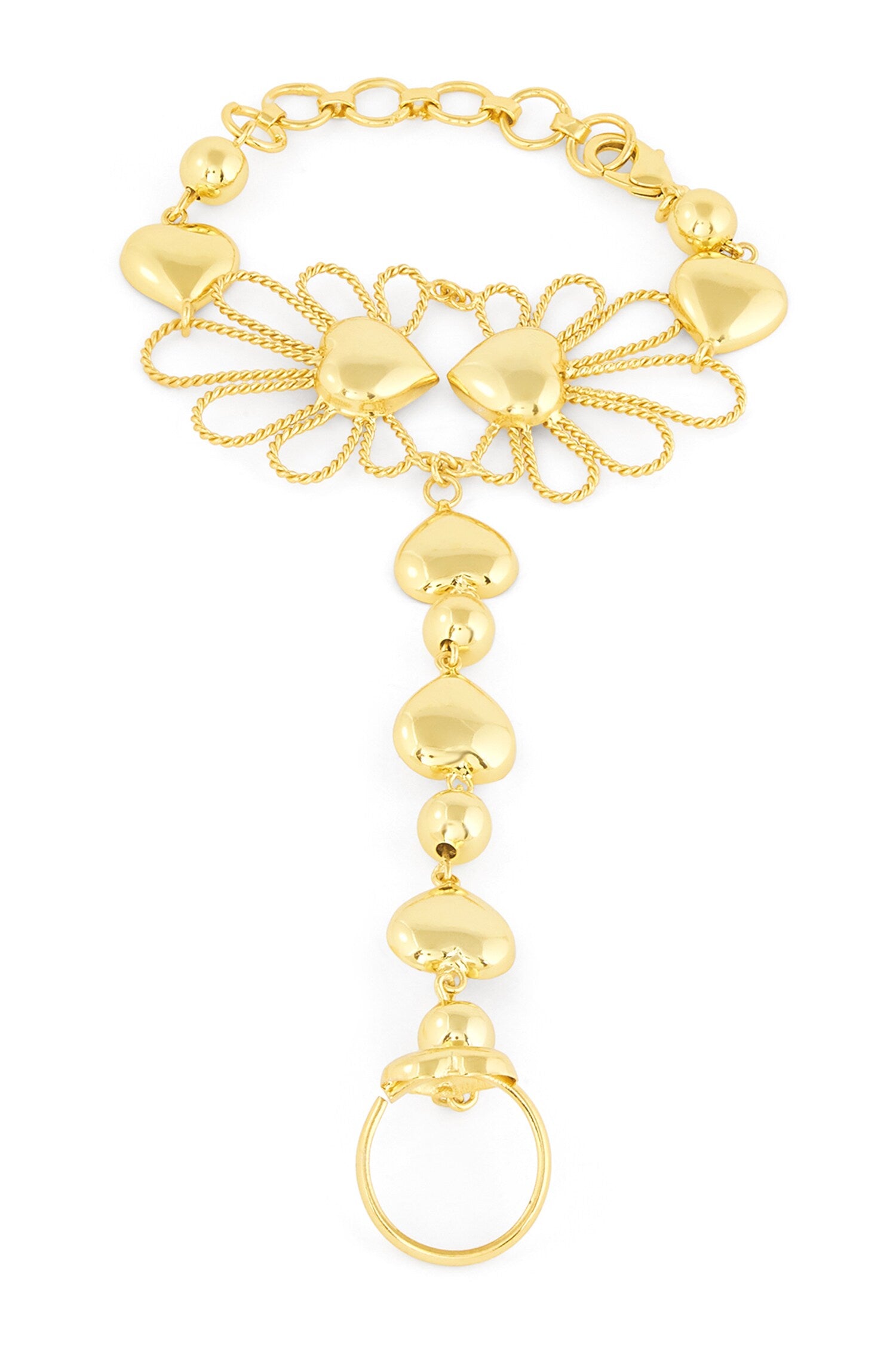 Bloom & Heart Design Hand Harness Bracelet 