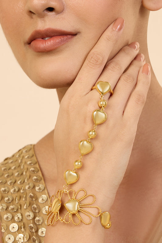 Bloom & Heart Design Hand Harness Bracelet 