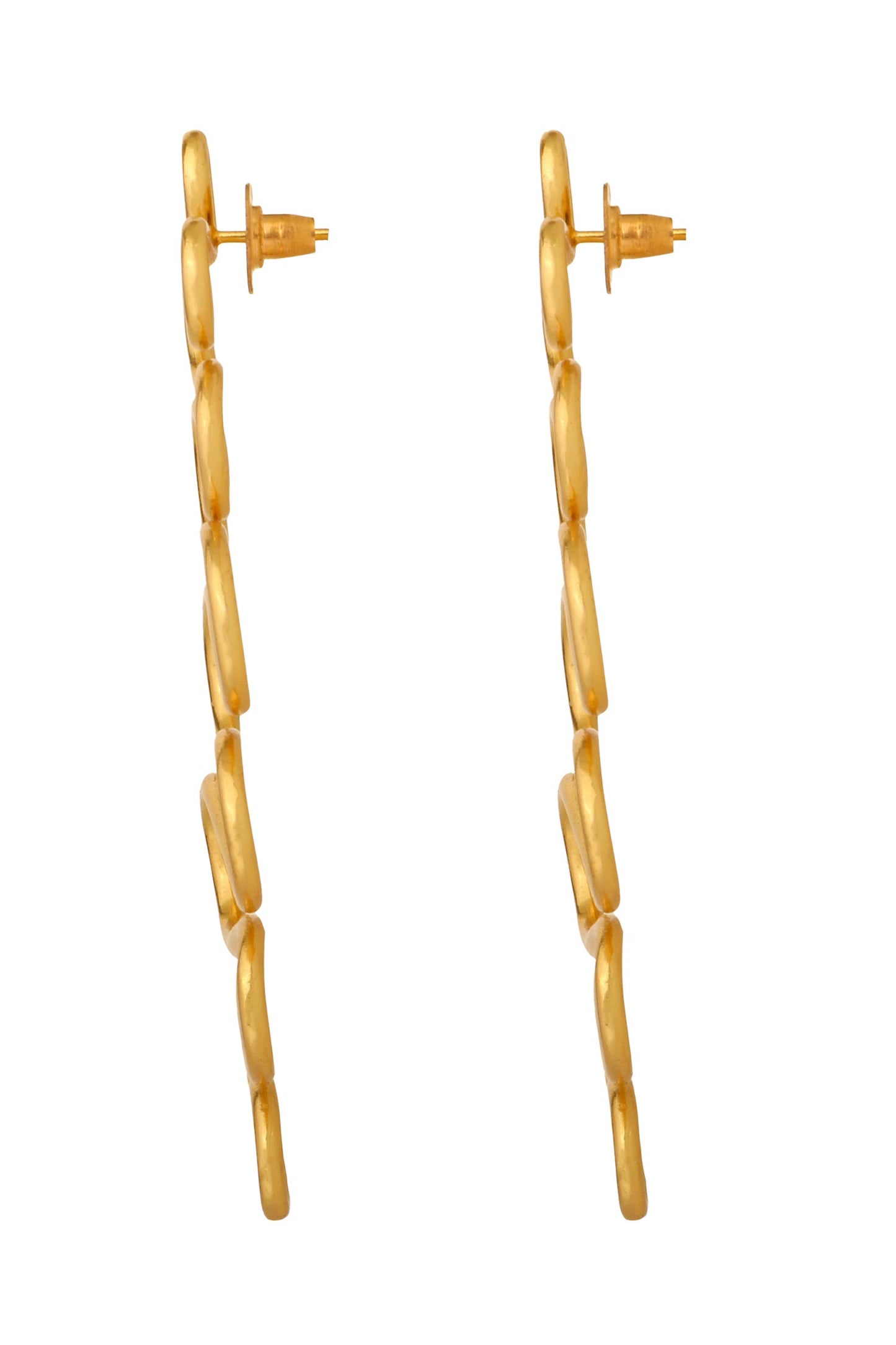 Gold Wavy Curved Long Earrings 