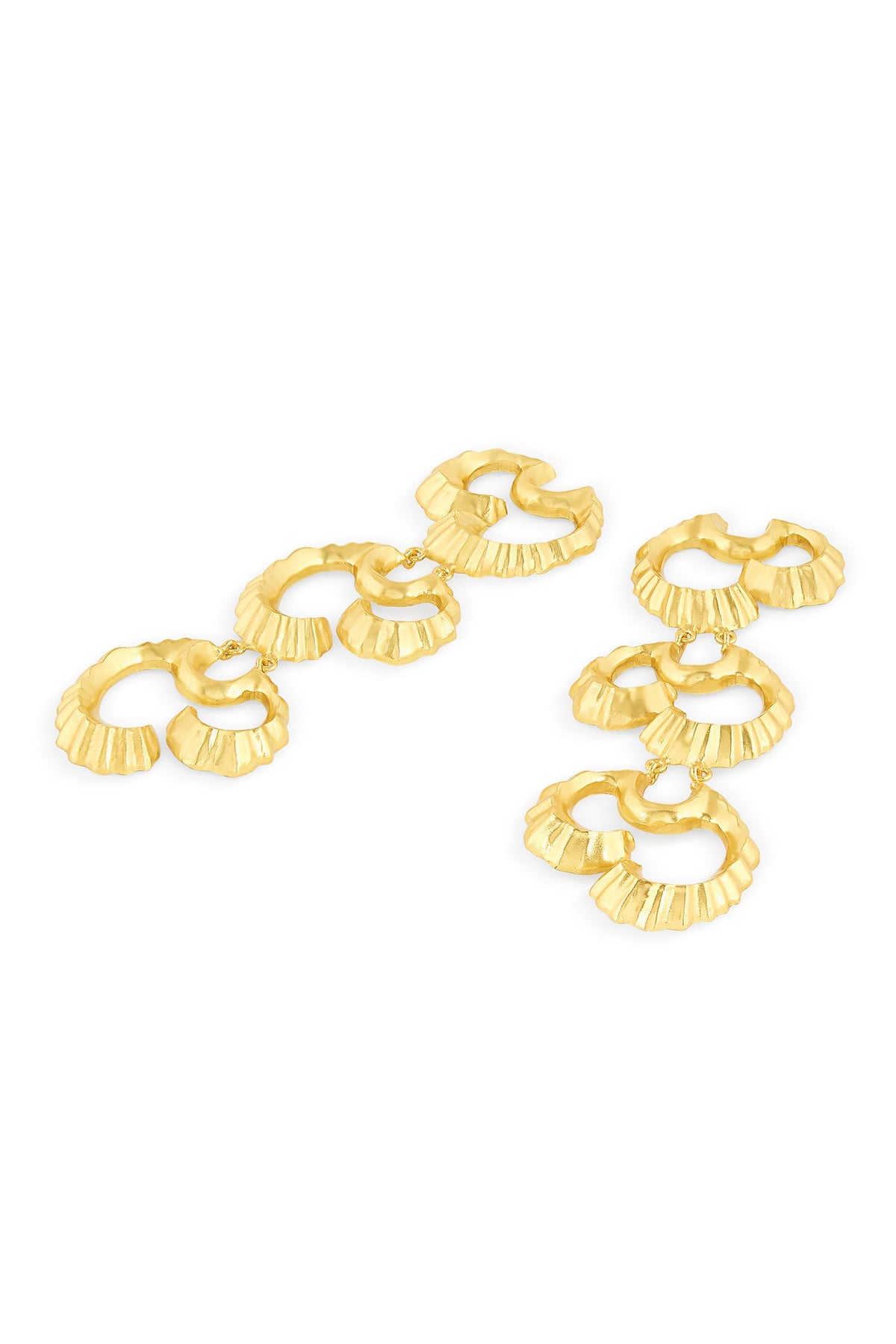 Gold Wave Textured Duster Earrings 