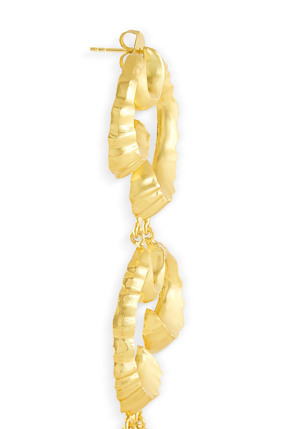Gold Wave Textured Duster Earrings 