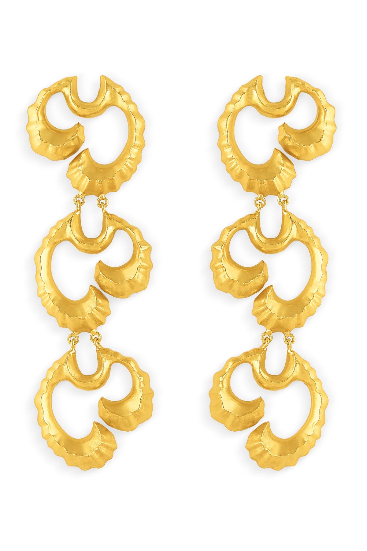 Gold Wave Textured Duster Earrings 