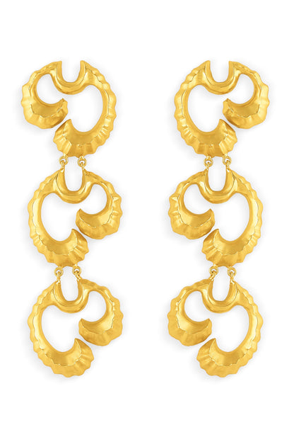Gold Wave Textured Duster Earrings 
