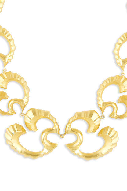Gold Textured Coral Wave Choker 