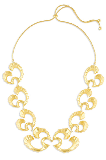 Gold Textured Coral Wave Choker 