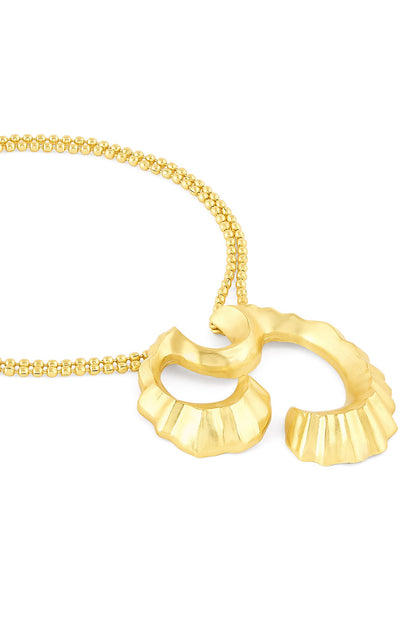 Wave Textured Gold Pendant Necklace 
