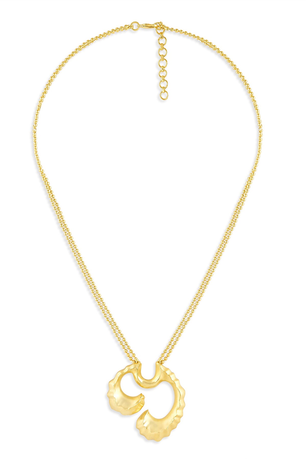 Wave Textured Gold Pendant Necklace 