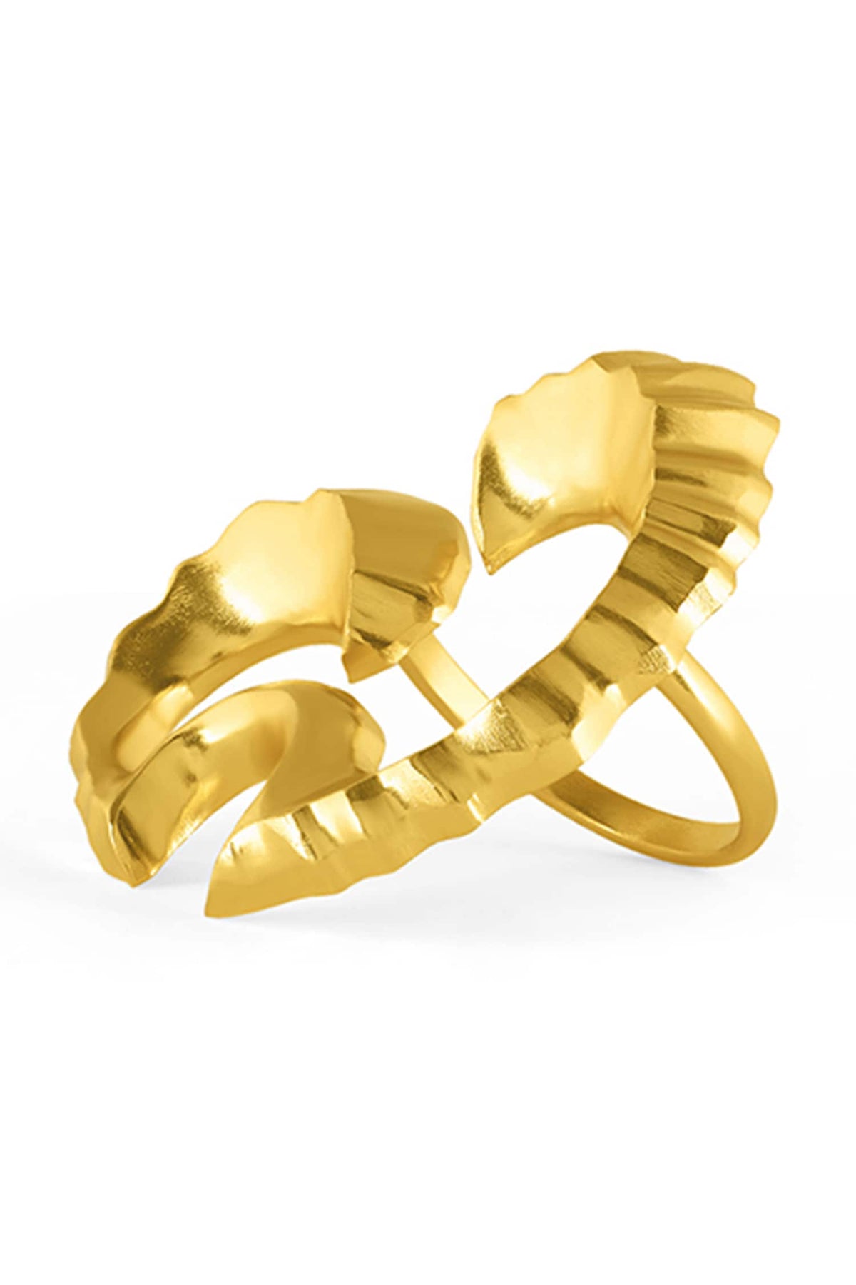 Wave Textured Gold Ring 