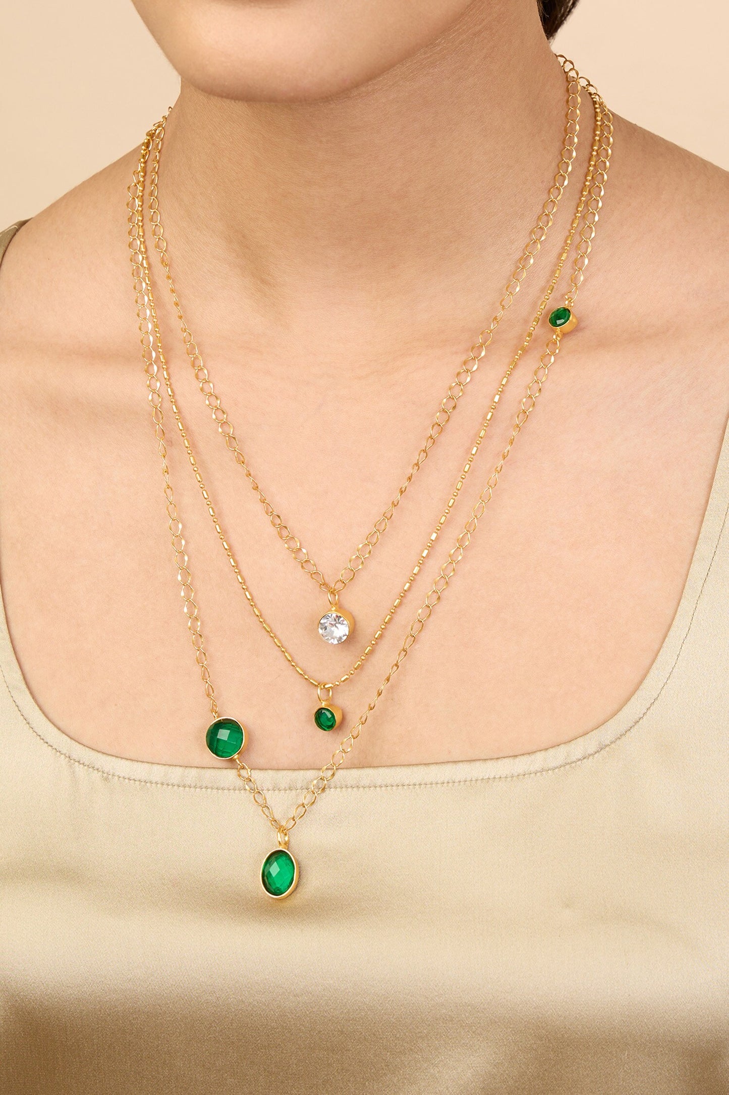 Gold Layered Stone Necklace 