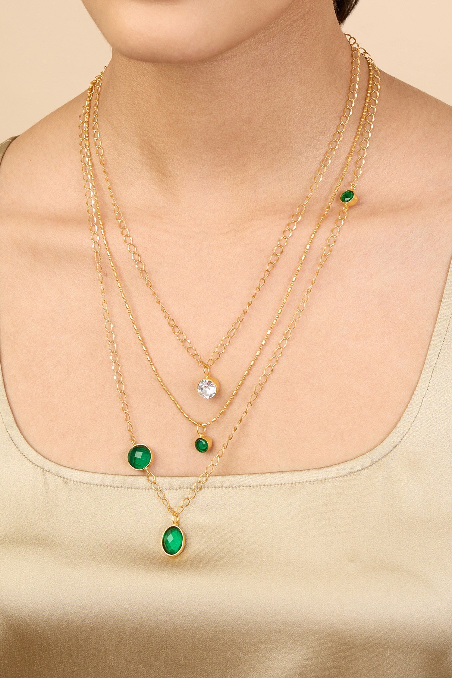 Gold Layered Stone Necklace 